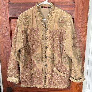 Vintage Orvis Womens Jacket Coat Mandarin Collar Art to Wear Olive Size Medium